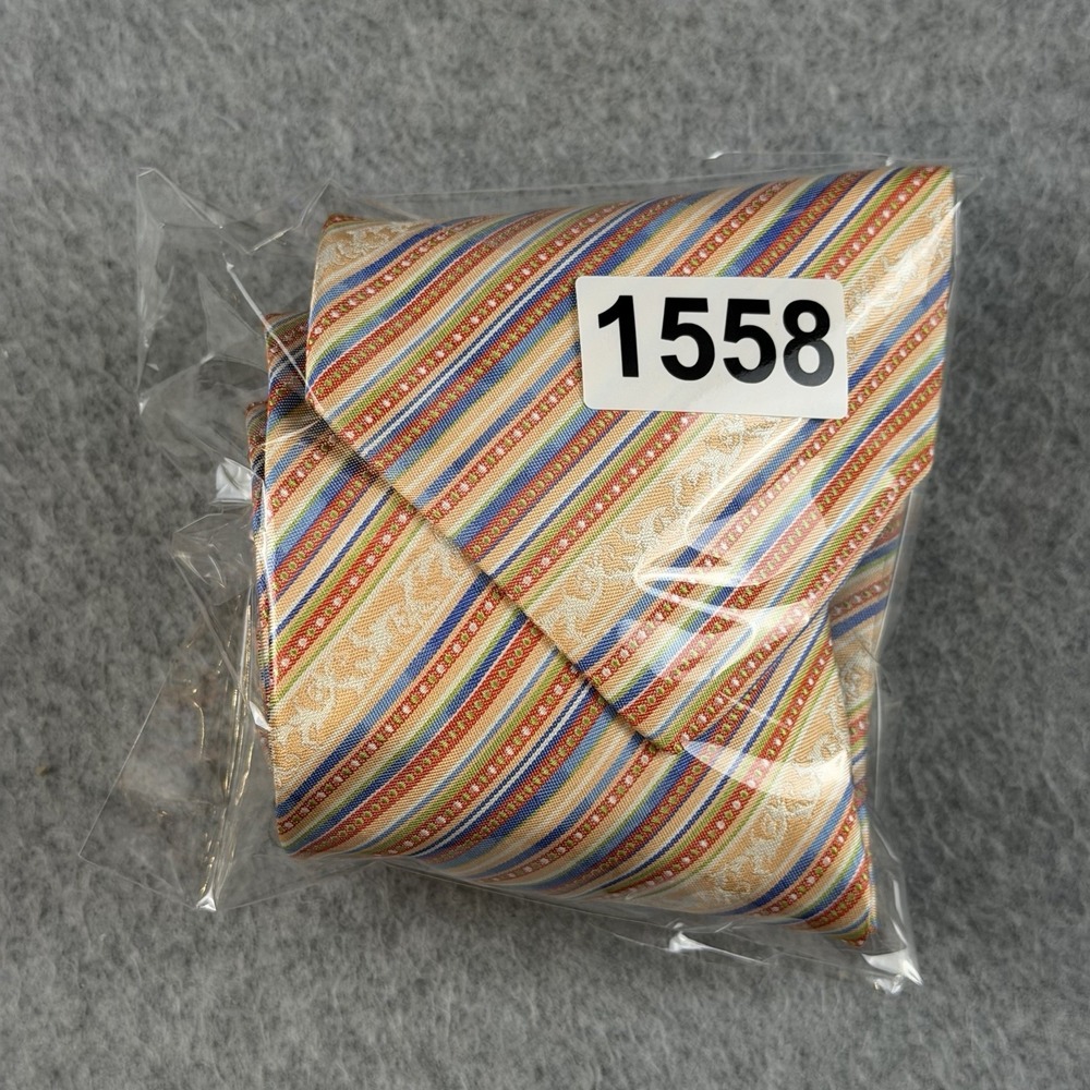 Vintage Versace Silk Tie Medusa Logo Multicolor Striped Made Italy Mens 56x3.6" - Picture 8 of 8